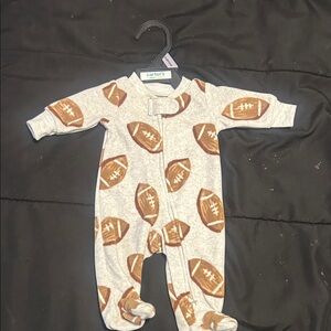 Carter's Cream and Brown Football Print Footie